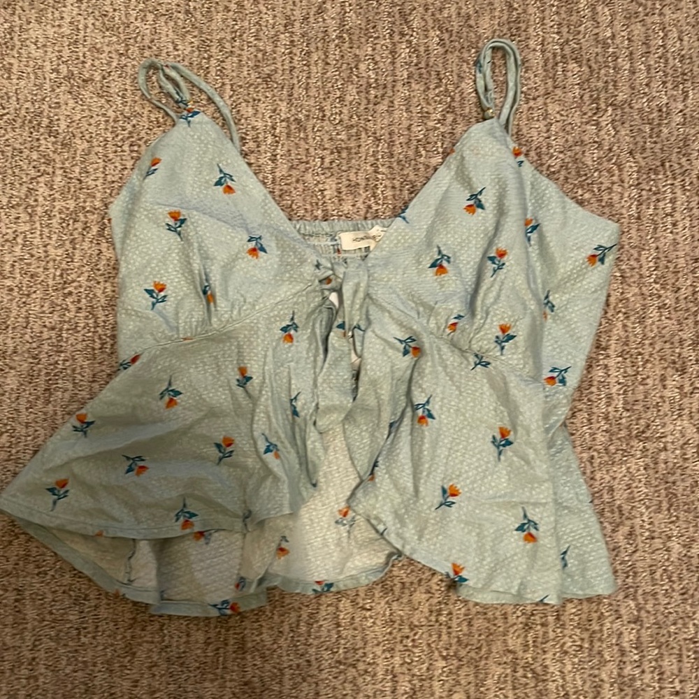 Luca and Grae Tie Front Ruffle Top